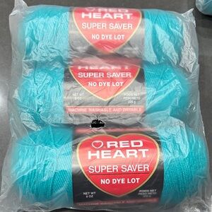 Red Heart Super Saver Yarn in 359 med. Teal. 3 Skein Bundle! 8 oz Skeins.